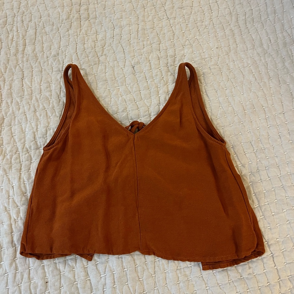 Whimsy + Row Burnt Orange Cropped open back tank
